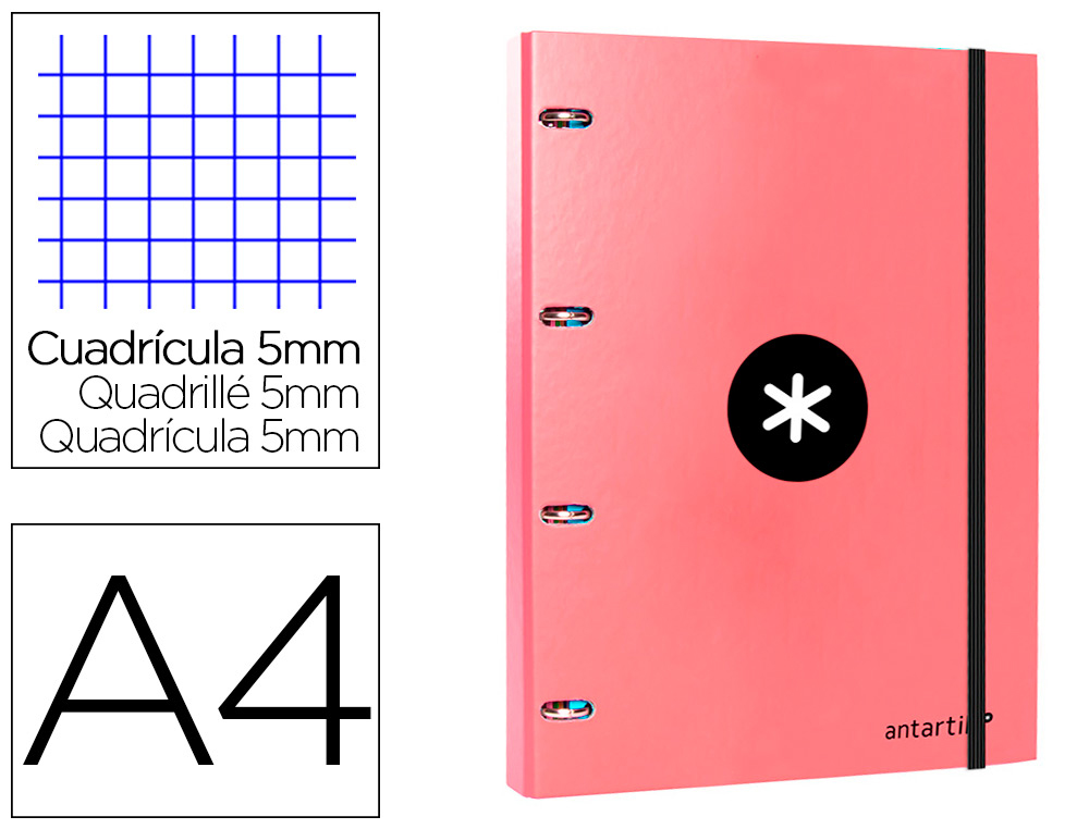 CLASSEUR ANTARTIK + FEUILLETS 5X5 CORAIL
