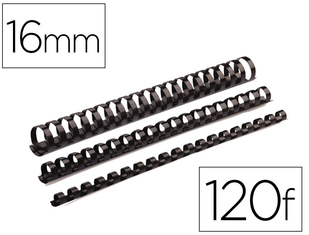 Peigne à relier en plastique, diamètre: 19 mm, noir sur