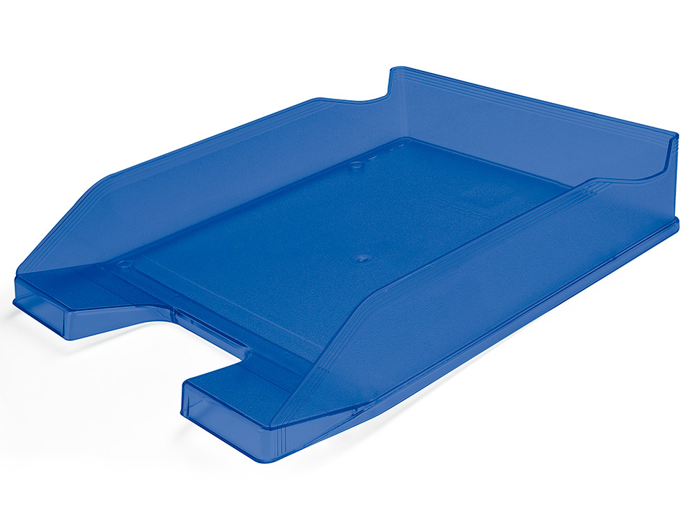 Corbeille à courrier Q-CONNECT bleu transparent
