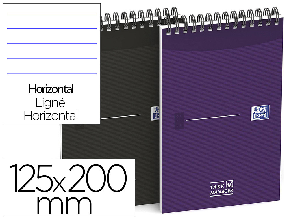 BLOC PAPIER TASK MANAGER NOIR OU VIOLET