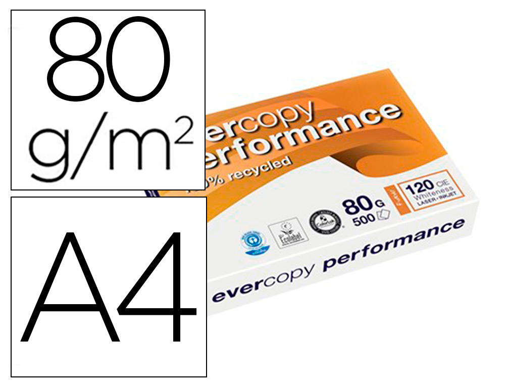Papier recyclé Clairefontaine Evercopy Performance A4 80 g blanc, ramette de 500 feuilles