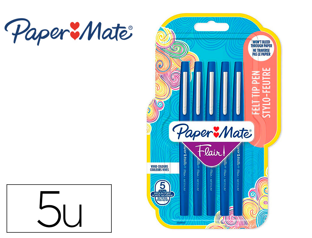 STYLO FEUTRE FLAIR ORIGINAL BLEU PACK DE 5