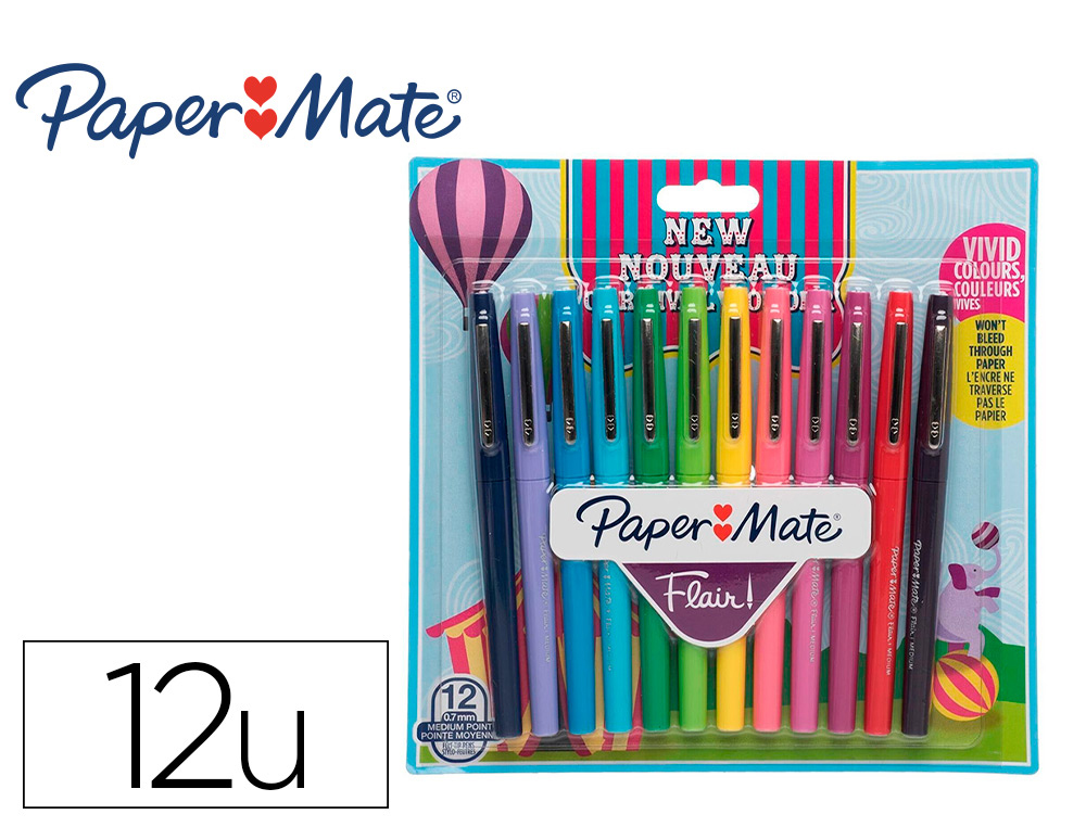 STYLO FEUTRE FLAIR ORIGINAL CARNAVAL PACK DE 12