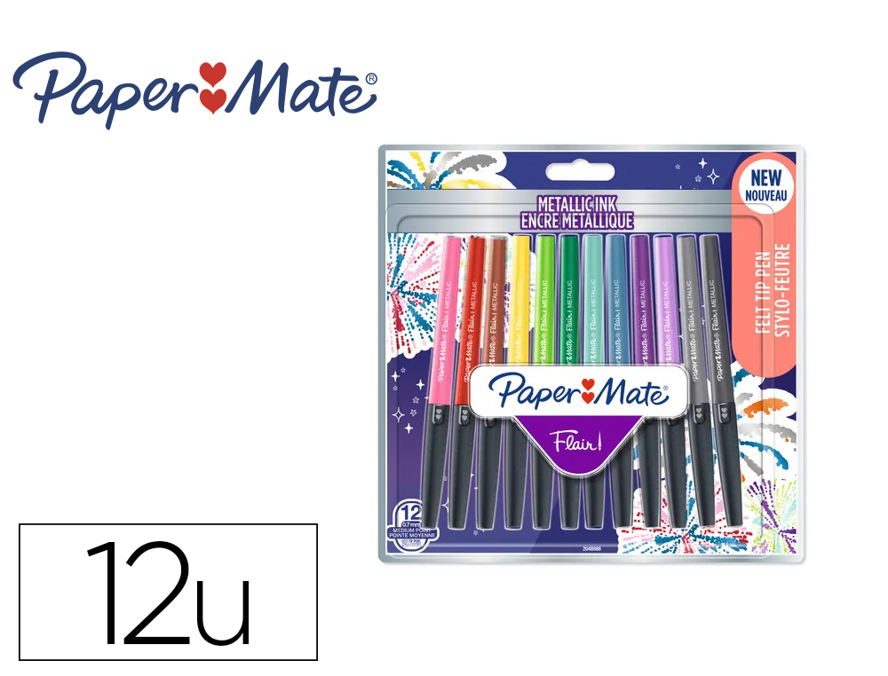 STYLO FEUTRE FLAIR ORIGINAL METALLIC PACK DE 12