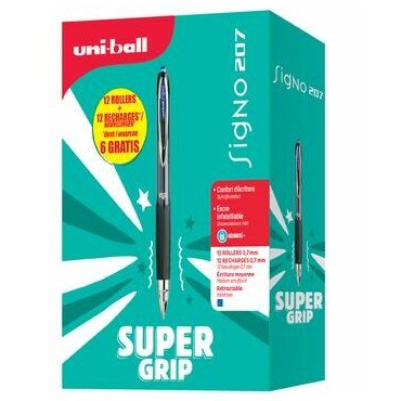 Rollers gel UNI-BALL Signo 207 lot de 12 encre noire