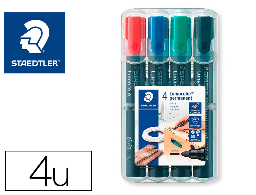 Marqueurs Staedtler Lumocolor Dry Safe ogive 2 mm couleurs assorties