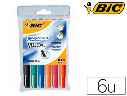 Marqueurs effaçables BIC Velleda 1741 assortis pochette de 6 vue 2