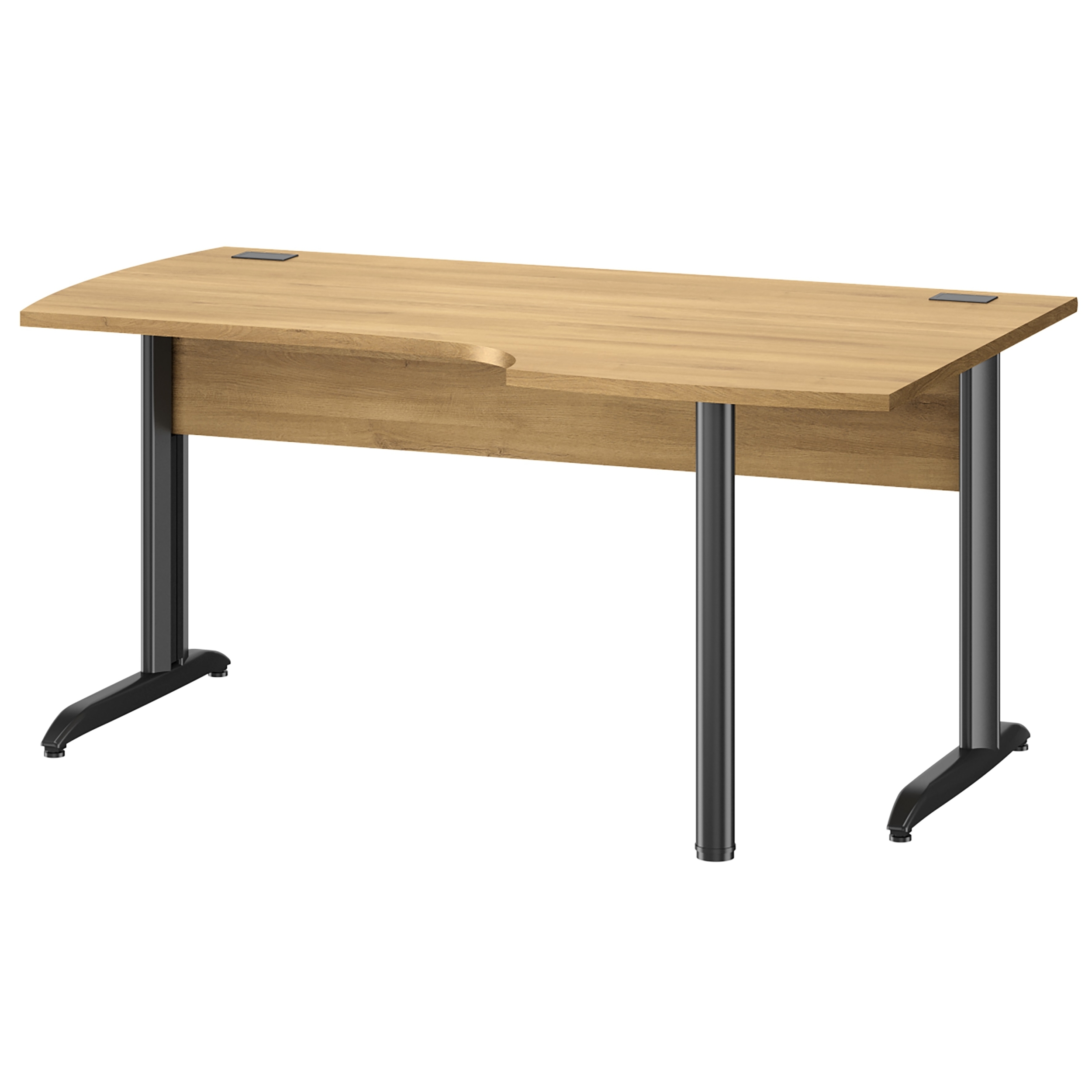 Plan compact droit Jazz+ 160 cm pieds métal chêne du bocage et gris anthracite Gautier Office