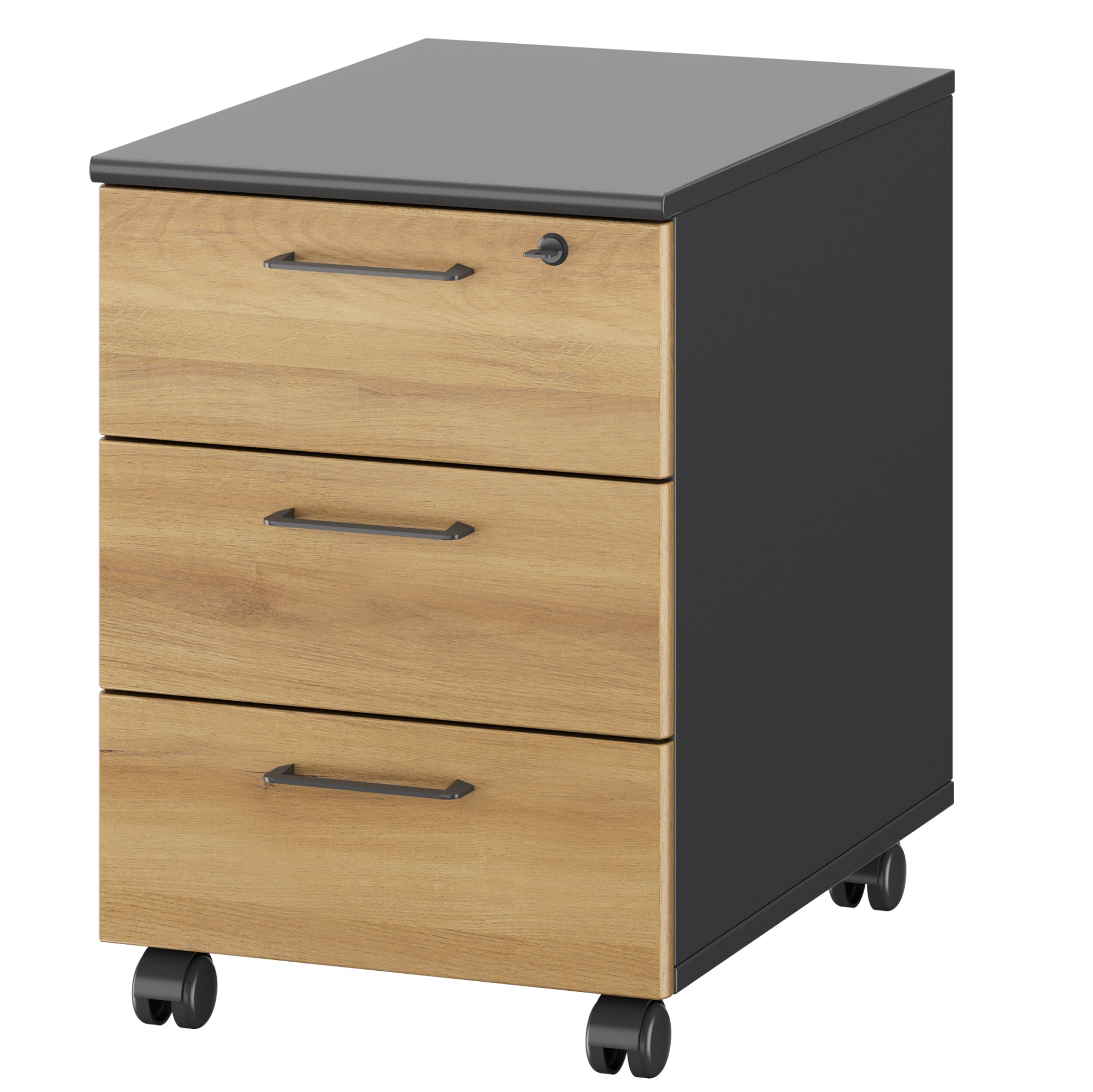 Caisson mobile 3 tiroirs Jazz+ chêne du bocage et gris anthracite Gautier Office