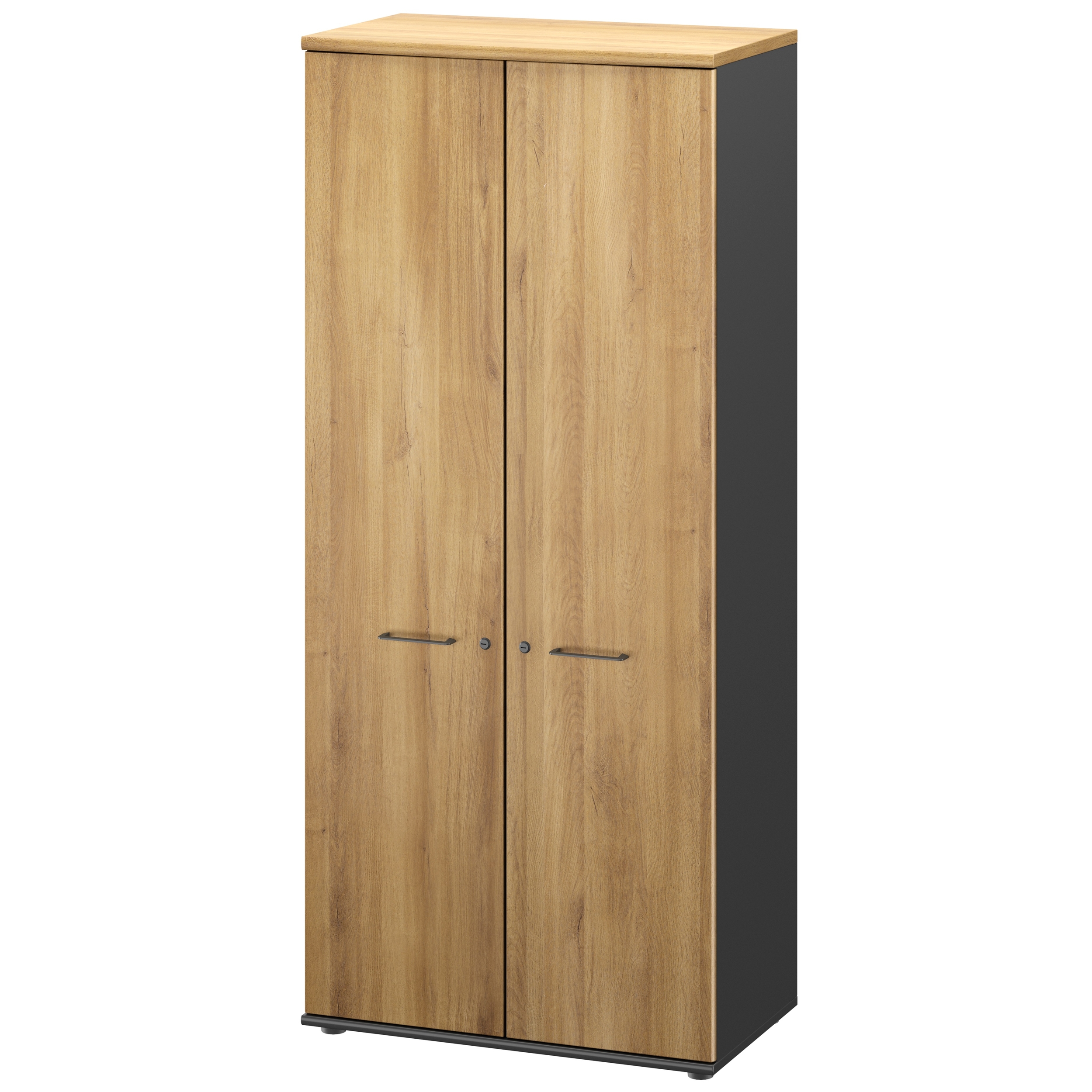Armoire 2 portes Jazz+ chêne du bocage et gris anthracite Gautier Office