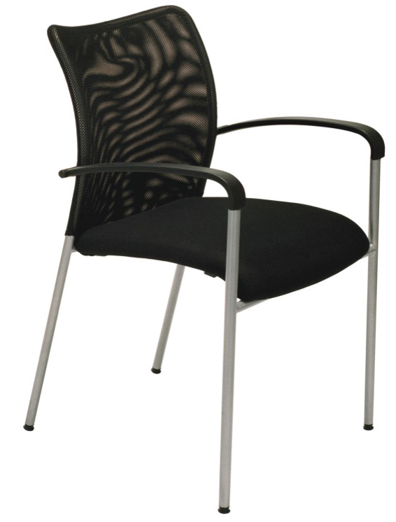 Chaise visiteur MTI Caluan noir avec accoudoirs