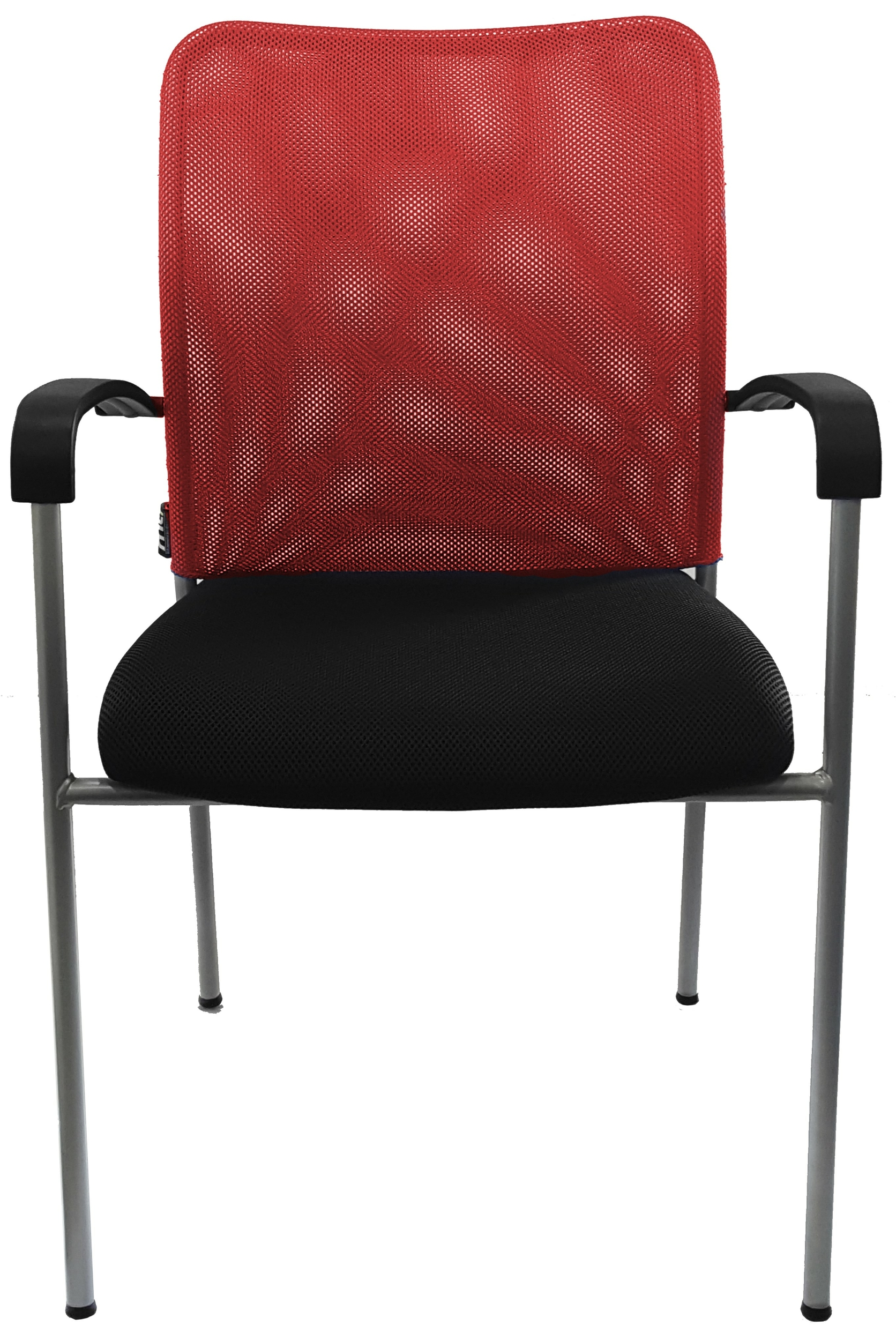 Chaise visiteur MTI Caluan rouge avec accoudoirs