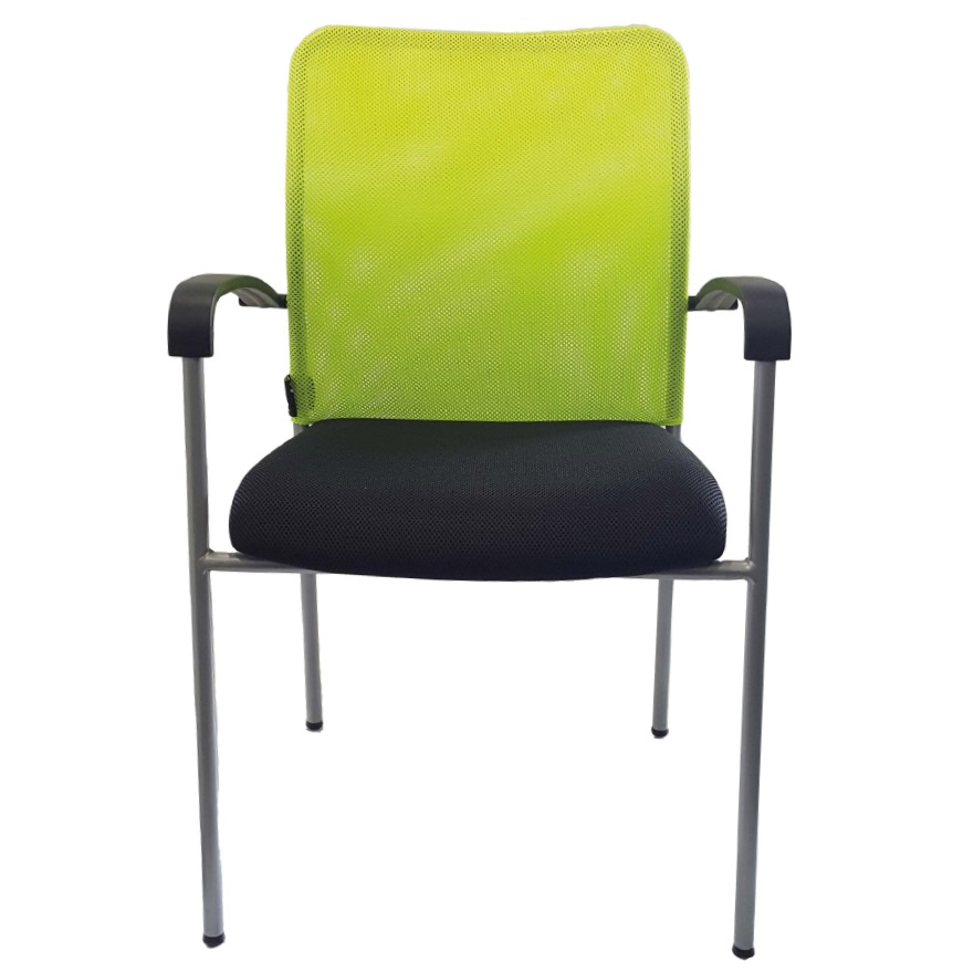 Chaise visiteur MTI Caluan vert avec accoudoirs
