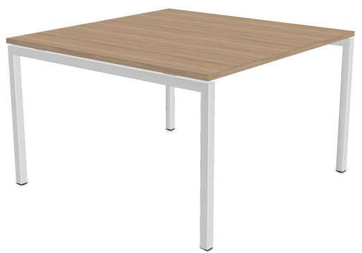 Table de réunion carrée MNB Annaka chêne ambré pieds blancs