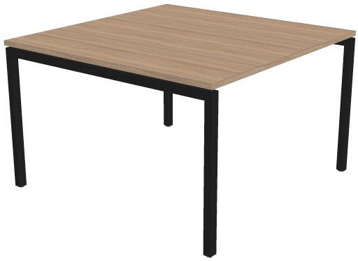Table de réunion carrée MNB Annaka chêne ambré pieds noirs