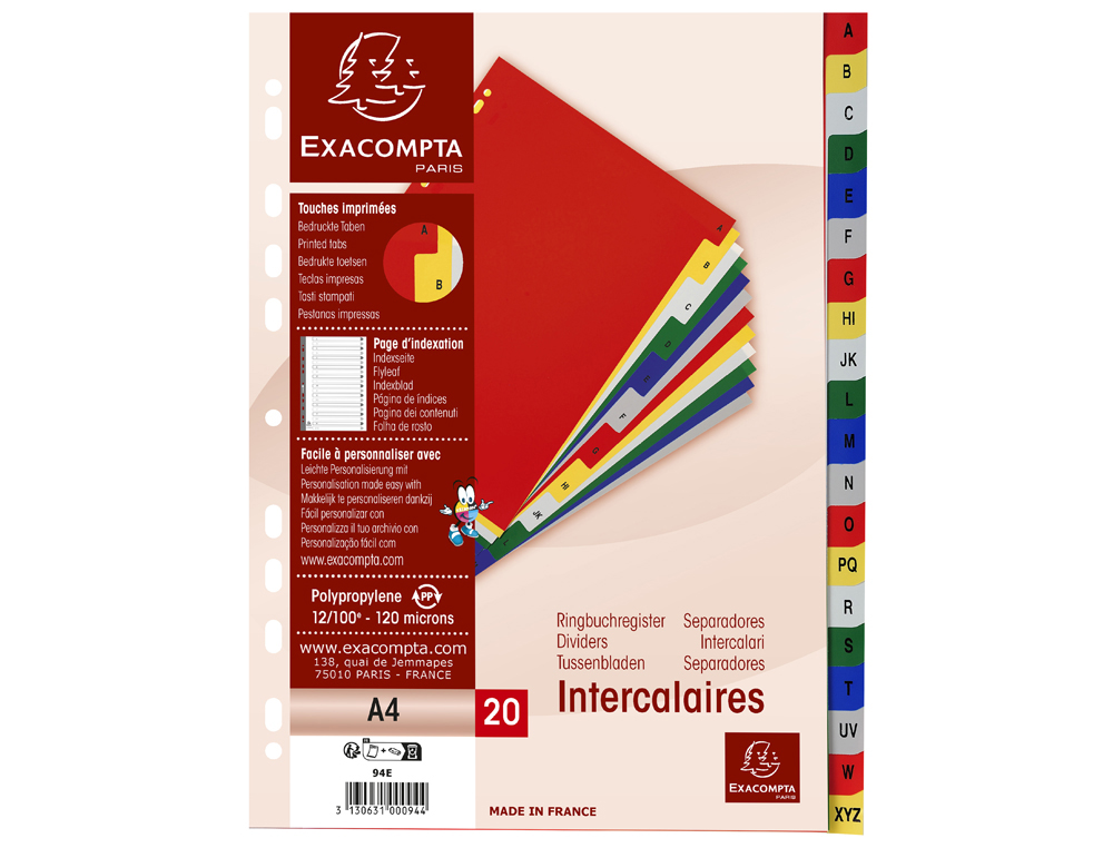 EXACOMPTA INTERCALAIRE IMPRIMABLES 170836