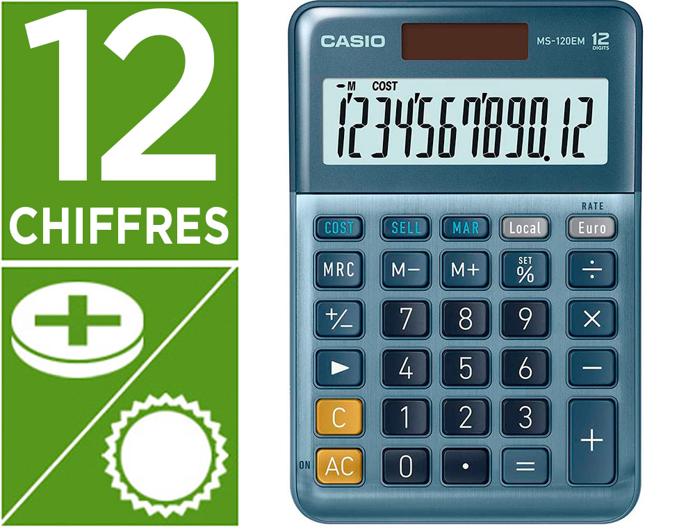 CASIO CALCULATRICE DE BUREAU MS-120EM 163890