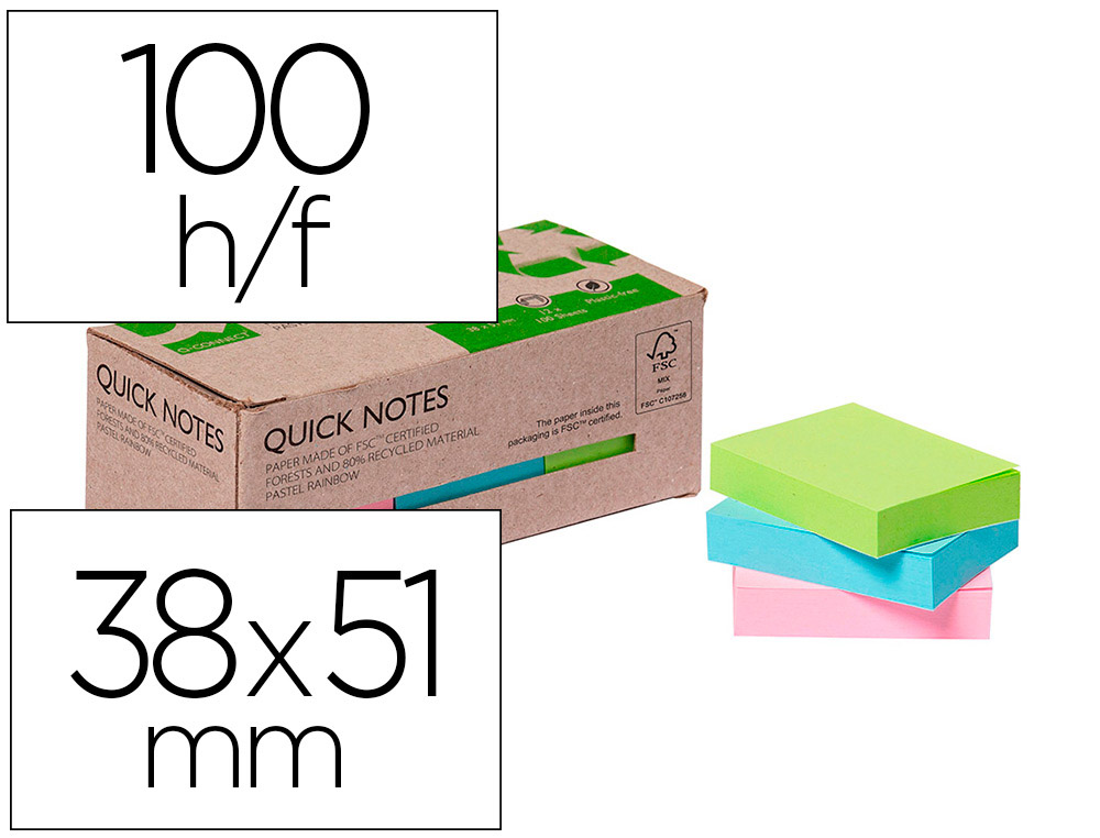 Q-CONNECT QUUICK NOTES PASTEL 162246