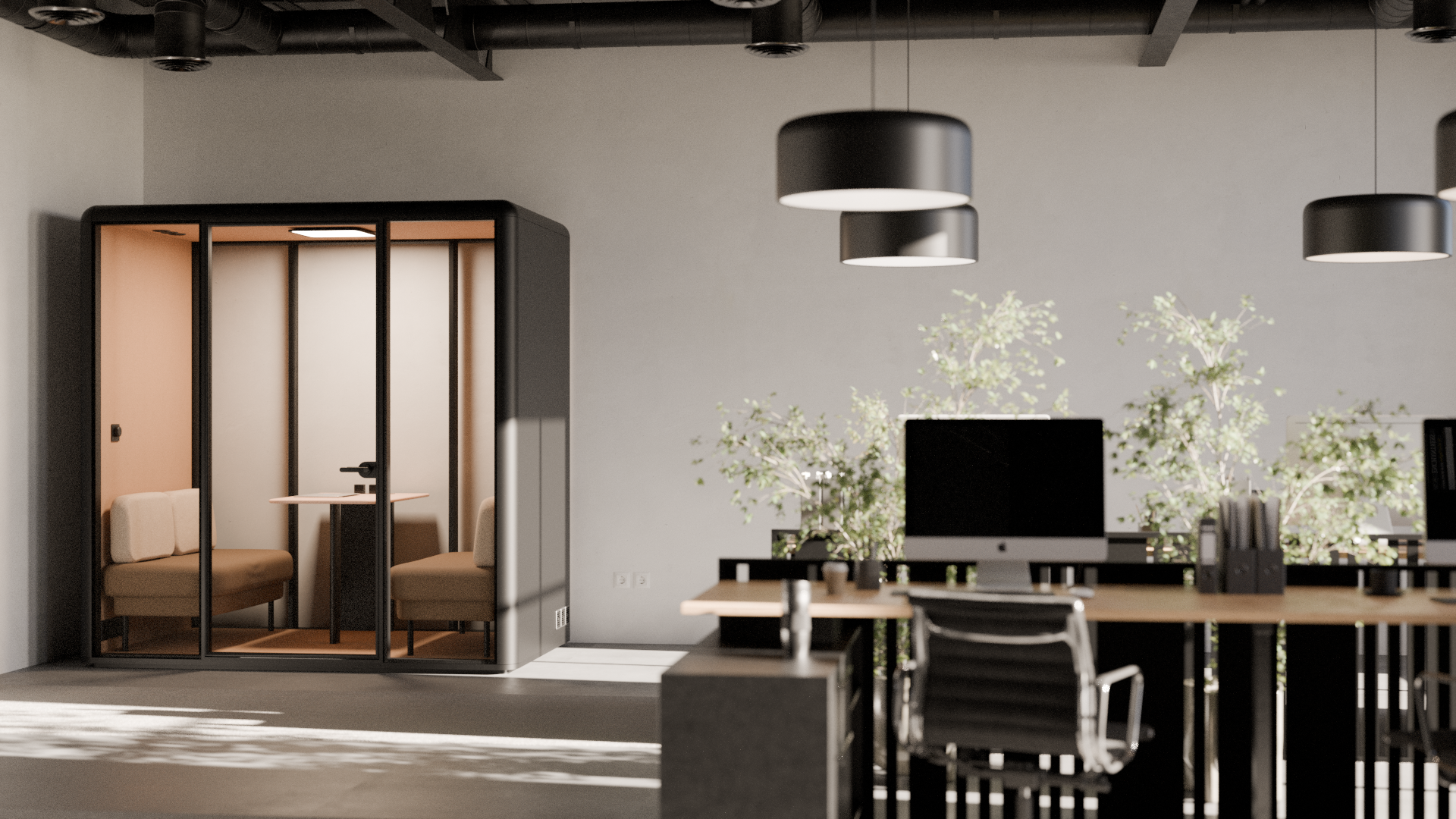 CABINE ACOUSTIQUE ESSEN L ANTHRACITE AMBIANCE 01
