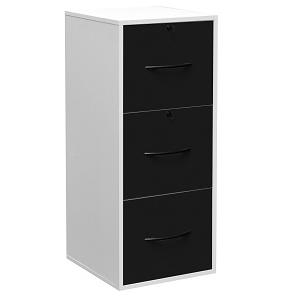 ELEGANCE BLANC/NOIR COLONNE 3 TIROIRS