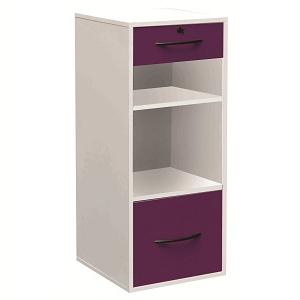 ELEGANCE BLANC/PRUNE COLONNE 1 PORTE 1 TIROIR