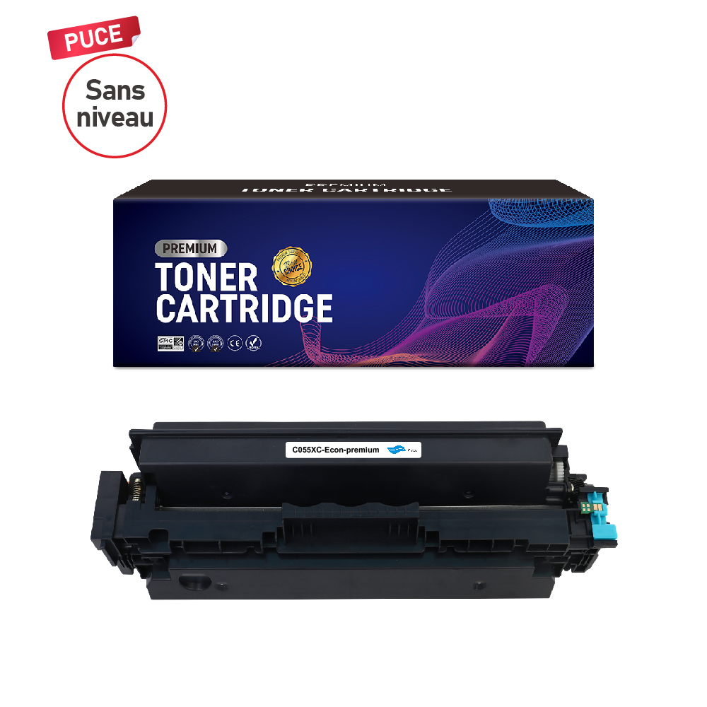TONER COMPATIBLE PREMIUM 055H CYAN 5900 PAGES SANS PUCE DE NIVEAU