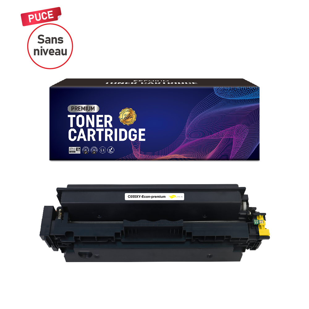 TONER COMPATIBLE PREMIUM 055H 5900 PAGES SANS PUCE DE NIVEAU JAUNE