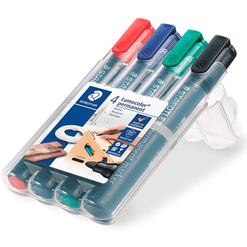 Étui de 4 marqueurs permanents Staedtler Lumocolor Dry Safe 352 assortis