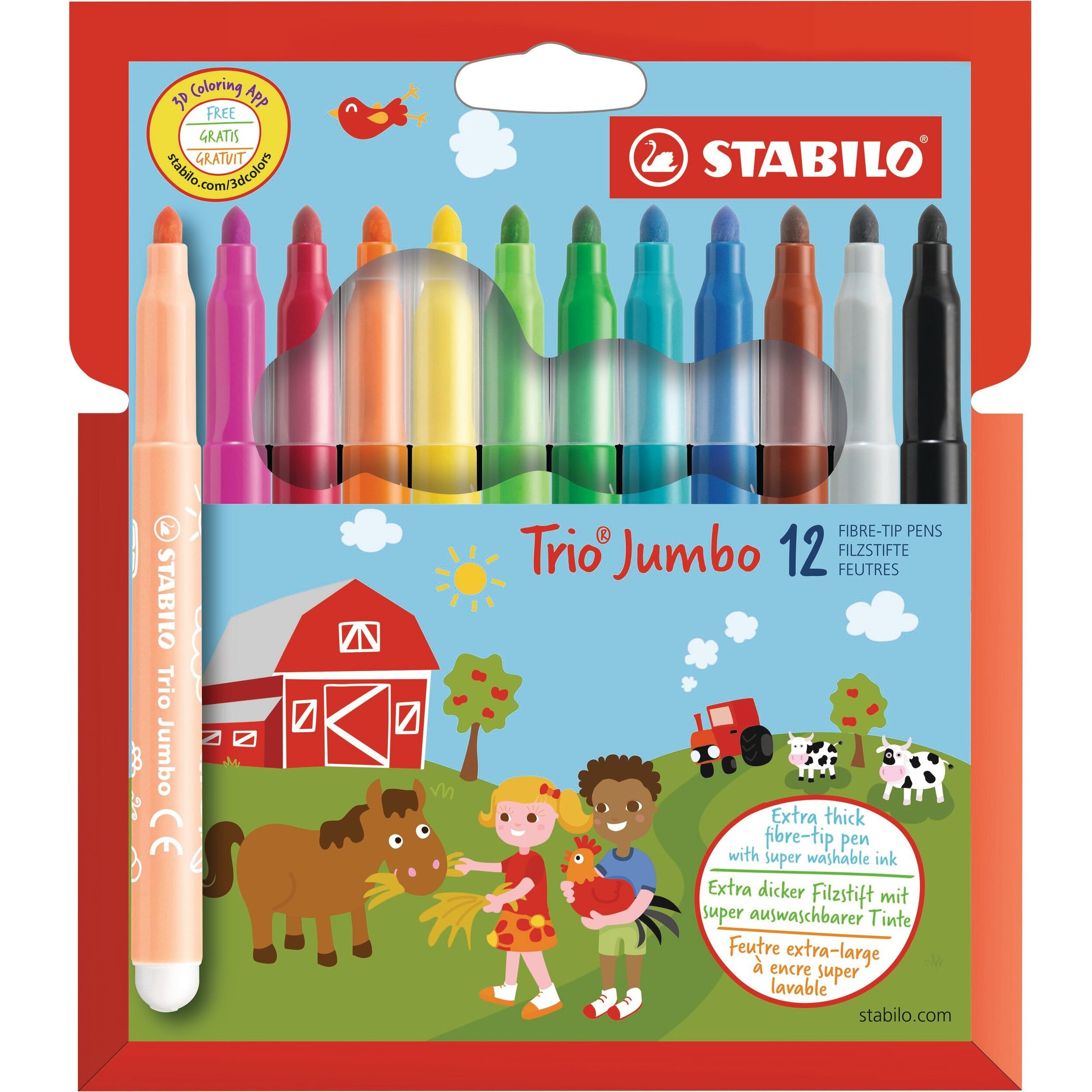 STABILO FEUTRES DE COLORIAGE TRIO JUMBO 79912