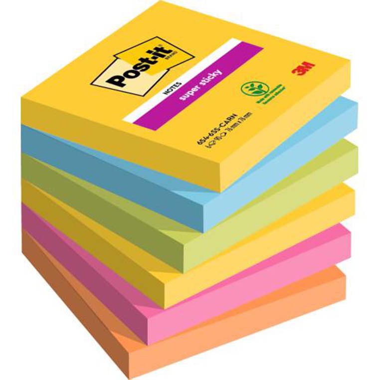 POST-IT NOTE REPOSITIONNABLE SUPER STICKY CARNIVAL 47217