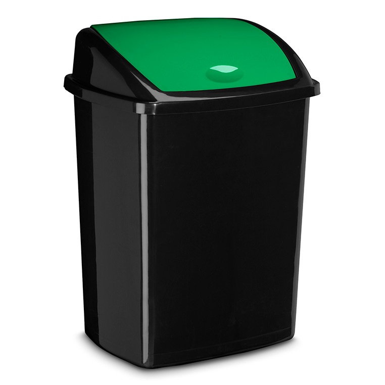 Poubelle CEP à couvercle basculant noir et vert 50 L