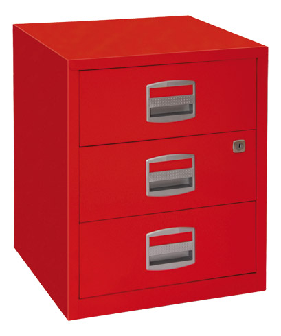 Caisson mobile métal MTI Eco rouge 3 tiroirs