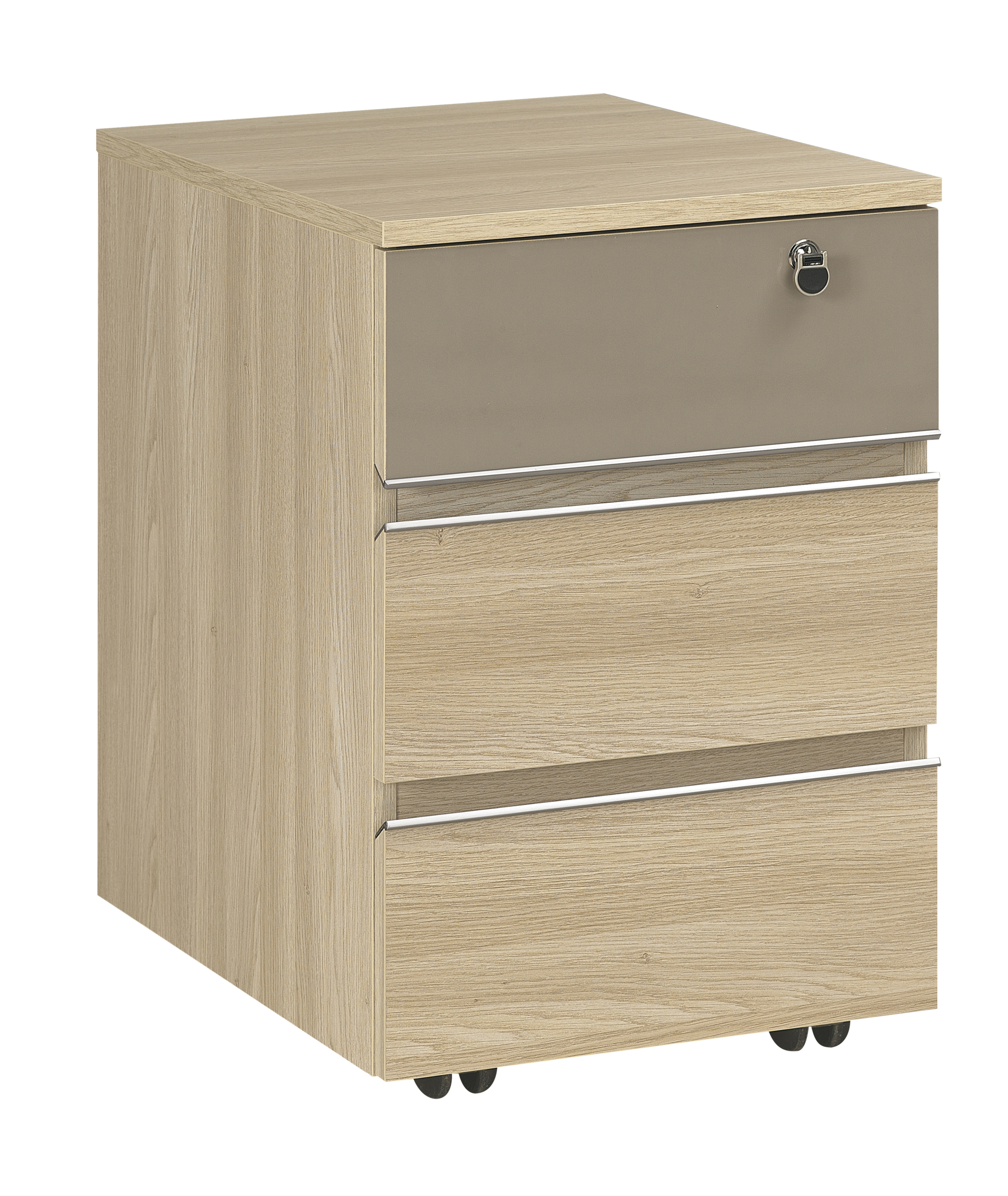 Caisson mobile 3 tiroirs GAUTIER OFFICE Vermont chêne et taupe
