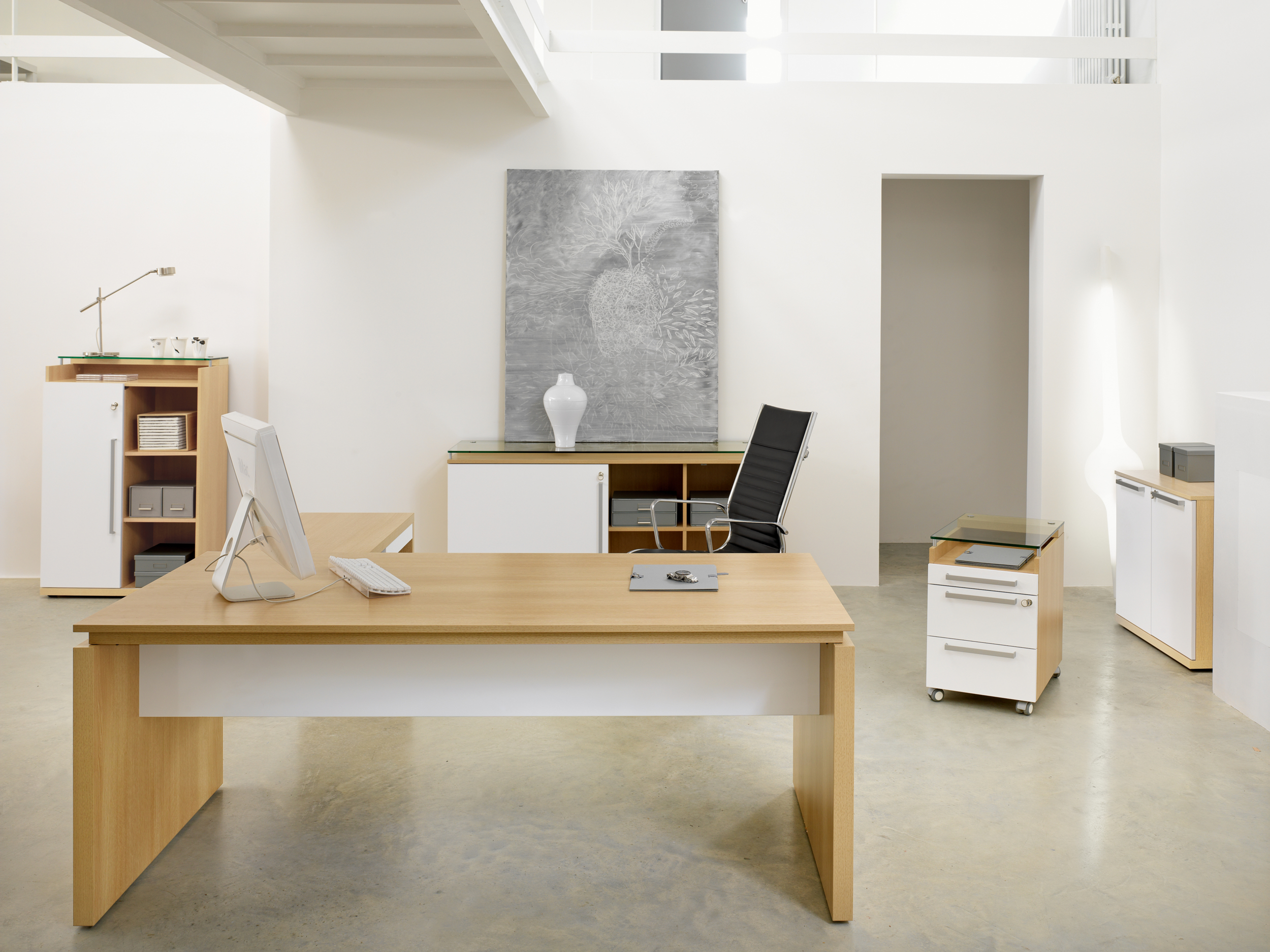Caisson mobile GAUTIER OFFICE Sliver chêne et blanc vue 3