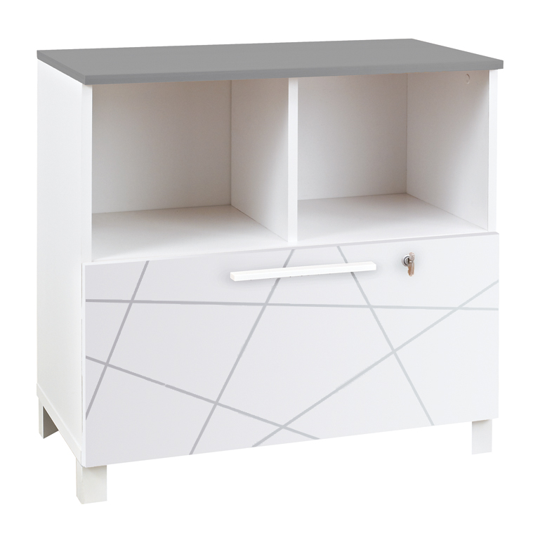 Rangement bas 2 cases 1 tiroir Sunday blanc graphic 80 cm Gautier Office