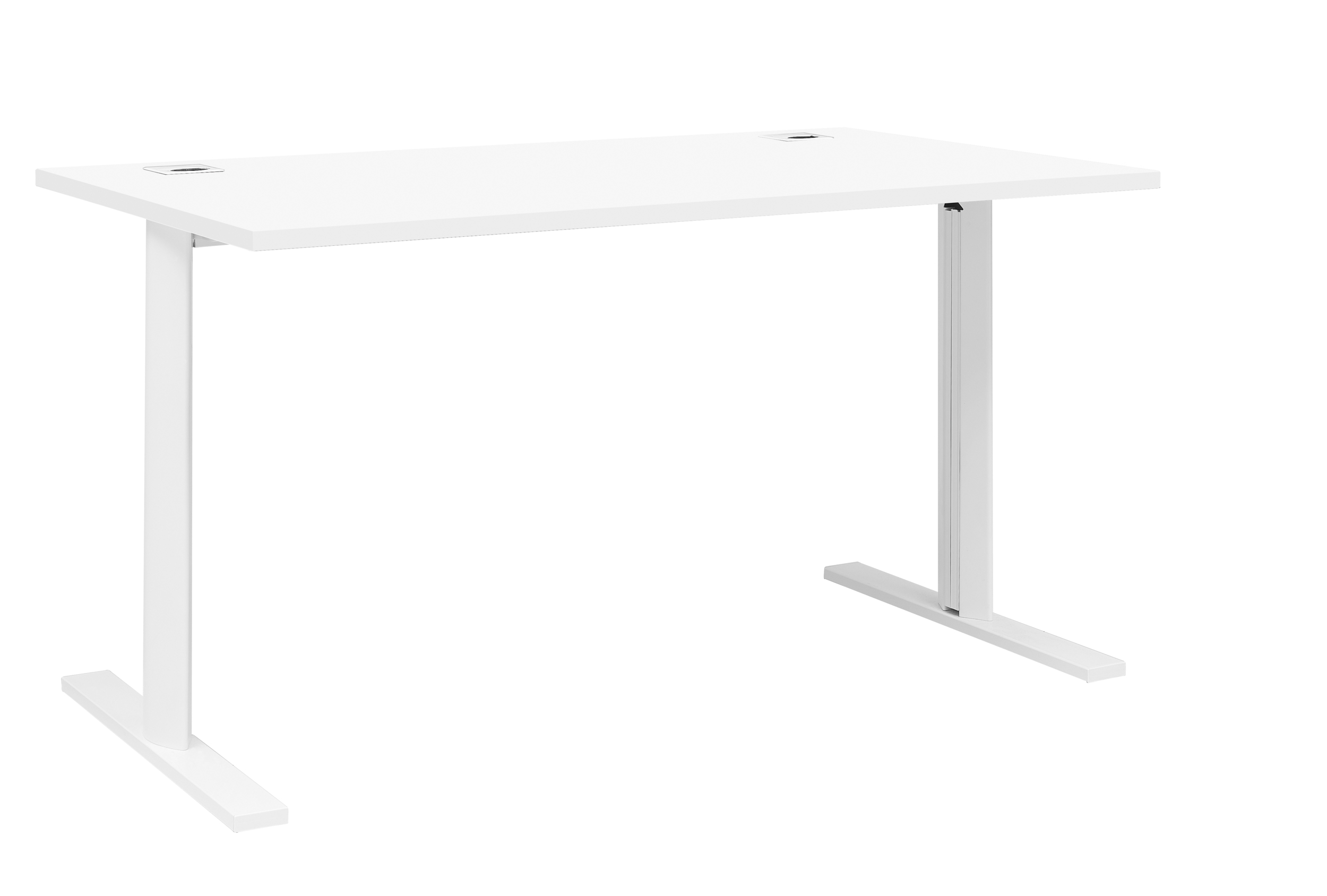 YES BLANC BUREAU PIEDS MÉTAL 140CM