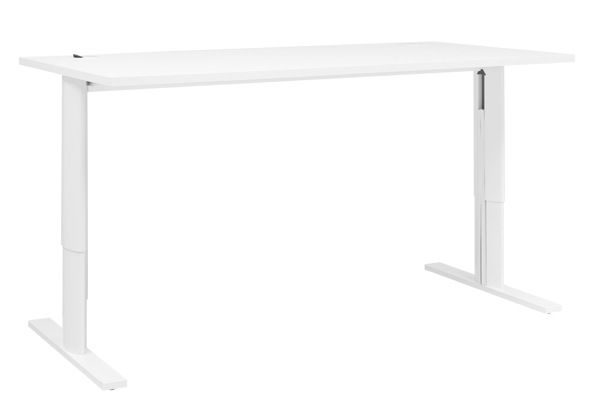 YES BLANC BUREAU PIEDS MÉTAL AJUSTABLES 140CM