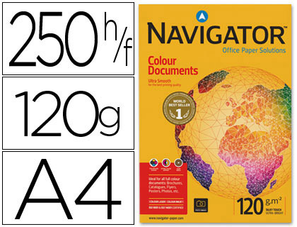 Papier Navigator Colour Documents A4 120 g blanc, ramette de 250 feuilles