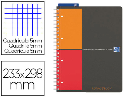 MANAGERBOOK 23.3X29.8CM 160 PAGES PETITS CARREAUX