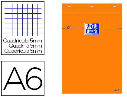 BLOC DE BUREAU ORANGE 10.5X14.8CM RÉGLURE 5x5