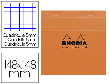 BLOC AGRAFÉ ORANGE 14.8X14.8CM RÉGLURE 5x5
