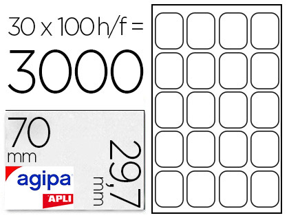 AGIPA ÉTIQUETTES  COINS DROITS 70x29,7mm