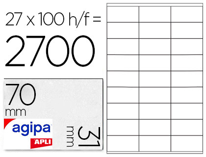 AGIPA ÉTIQUETTES  COINS DROITS 70x31mm