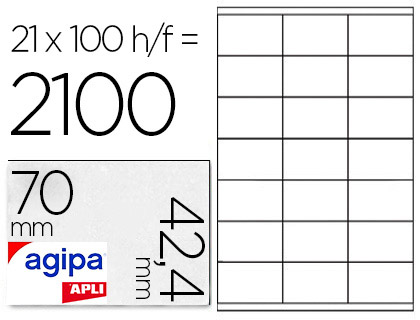 AGIPA ÉTIQUETTES  COINS DROITS 70x42,4mm