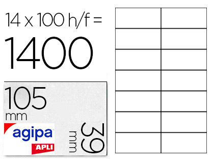 AGIPA ÉTIQUETTES  COINS DROITS 105x39mm