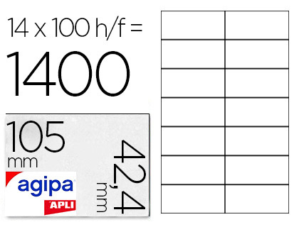 AGIPA ÉTIQUETTES  COINS DROITS 105x42,4mm
