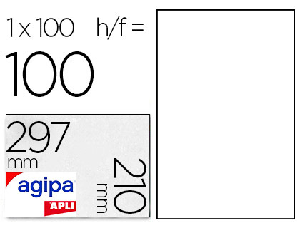 AGIPA ÉTIQUETTES  COINS DROITS 210x297mm