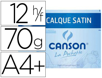 CANSON CALQUE 12 FEUILLES A4+ 70/75g