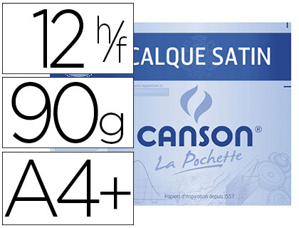 CANSON CALQUE 12 FEUILLES A4+ 90/95g