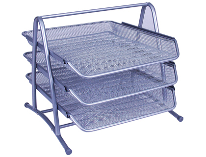 Set de 3 corbeilles à courrier Q-CONNECT métal maille gris
